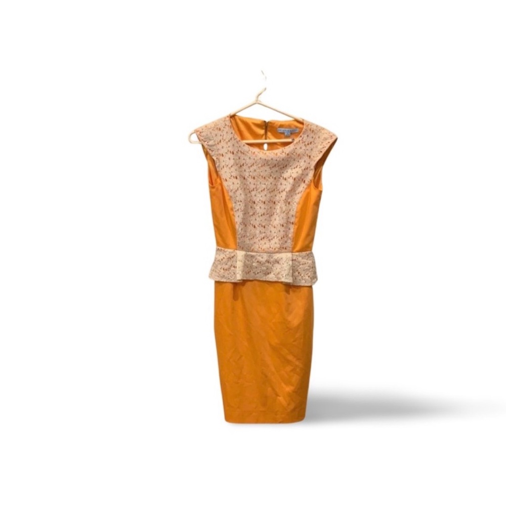 Antonio Melani Orange Lace Peplum Sheath Dress | Size 2 | Style 3290M127